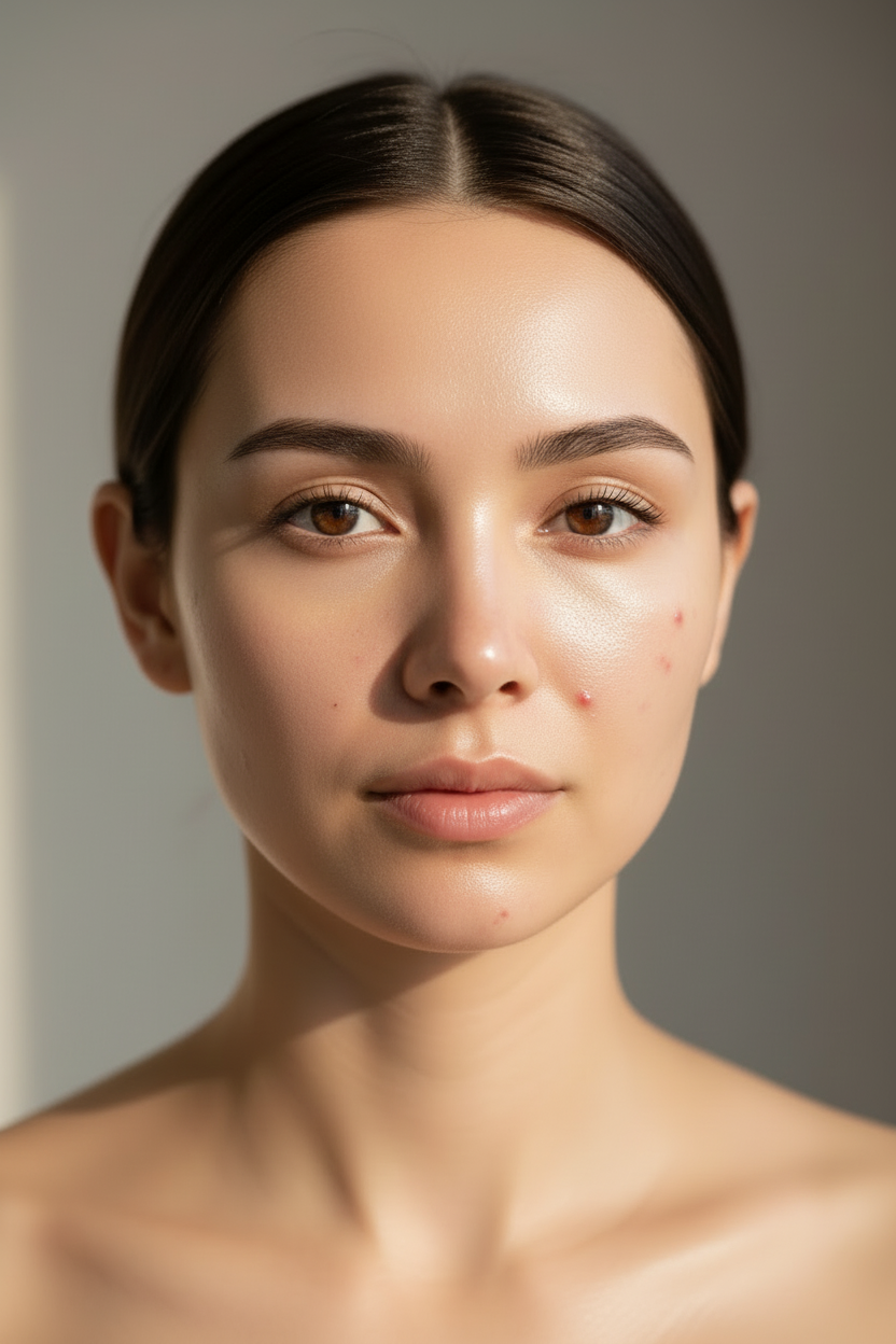 Before skincare - same woman